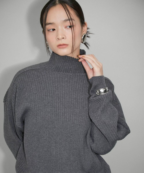 WEB限定】・【定番人気】WOOL混リブタートルニット（ニット/セーター