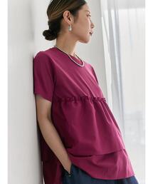 Samansa Mos2 blue | 【接触冷感】ドッキングティアードプルオーバー(Tシャツ/カットソー)