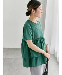 Samansa Mos2 blue | 【接触冷感】ドッキングティアードプルオーバー(Tシャツ/カットソー)