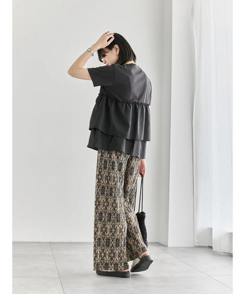 Samansa Mos2 blue（サマンサモスモスブルー）の「【接触冷感】ドッキングティアードプルオーバー（Tシャツ/カットソー・レディース・ブルー/オフホワイト/ブラック/プラム/グリーン・F）」の22枚目の写真