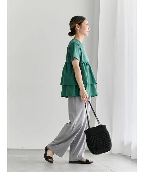 Samansa Mos2 blue（サマンサモスモスブルー）の「【接触冷感】ドッキングティアードプルオーバー（Tシャツ/カットソー・レディース・ブルー/オフホワイト/ブラック/プラム/グリーン・F）」の18枚目の写真