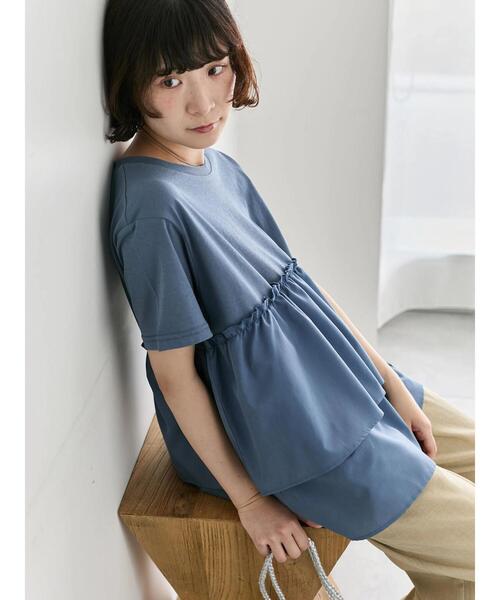 Samansa Mos2 blue（サマンサモスモスブルー）の「【接触冷感】ドッキングティアードプルオーバー（Tシャツ/カットソー・レディース・ブルー/オフホワイト/ブラック/プラム/グリーン・F）」の20枚目の写真