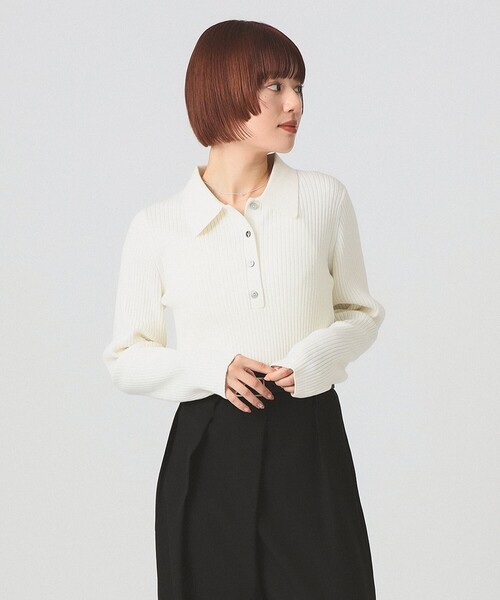 Ray BEAMS(レイビームス)の「リブ ニット ポロシャツ(ポロシャツ・レディース・オフホワイト/クリーム/ブラック/ピンク・ONE SIZE)」の22枚目の写真