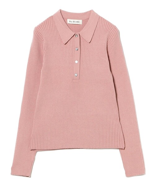 Ray BEAMS(レイビームス)の「リブ ニット ポロシャツ(ポロシャツ・レディース・オフホワイト/クリーム/ブラック/ピンク・ONE SIZE)」の12枚目の写真