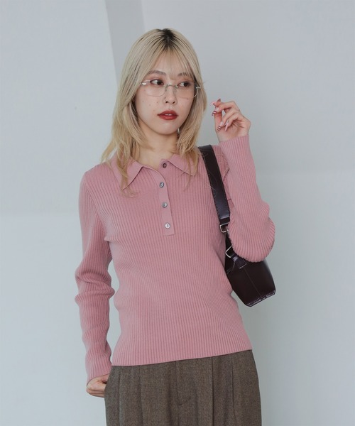 リブ ニット ポロシャツ [手洗い可]（ポロシャツ）｜Ray BEAMS（レイ