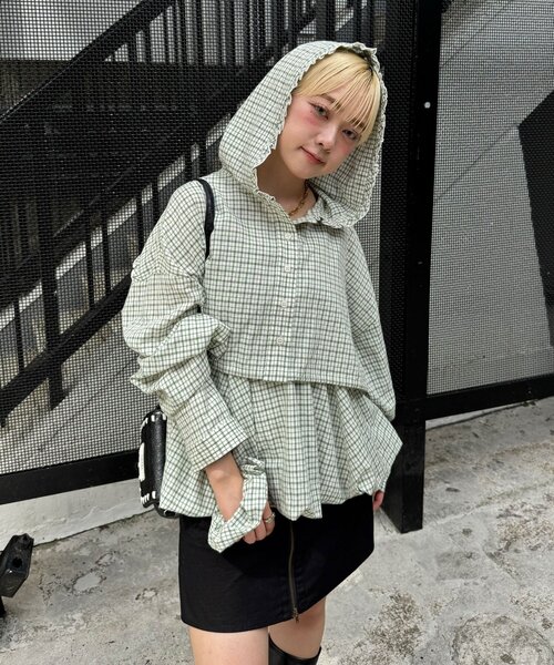 CIAOPANIC（チャオパニック）の「3点SETシャツボレロフーディー（シャツ/ブラウス・レディース・ベージュ/サックスブルー/ブルー/グリーン/レッド・ONE SIZE）」の9枚目の写真