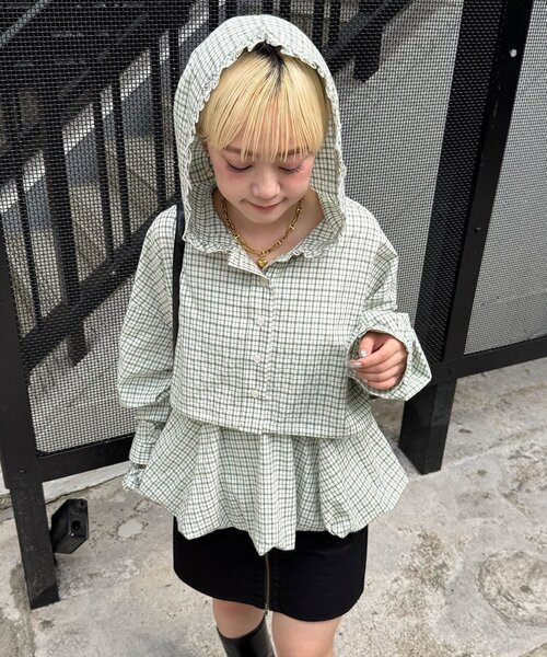 CIAOPANIC（チャオパニック）の「3点SETシャツボレロフーディー（シャツ/ブラウス・レディース・ベージュ/サックスブルー/ブルー/グリーン/レッド・ONE SIZE）」の10枚目の写真