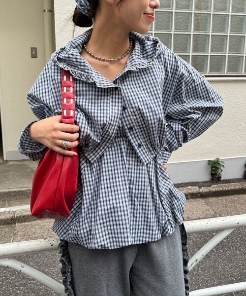 CIAOPANIC（チャオパニック）の「3点SETシャツボレロフーディー（シャツ/ブラウス・レディース・ベージュ/サックスブルー/ブルー/グリーン/レッド・ONE SIZE）」の20枚目の写真