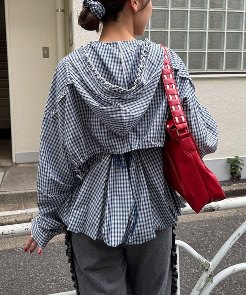 CIAOPANIC（チャオパニック）の「3点SETシャツボレロフーディー（シャツ/ブラウス・レディース・ベージュ/サックスブルー/ブルー/グリーン/レッド・ONE SIZE）」の21枚目の写真