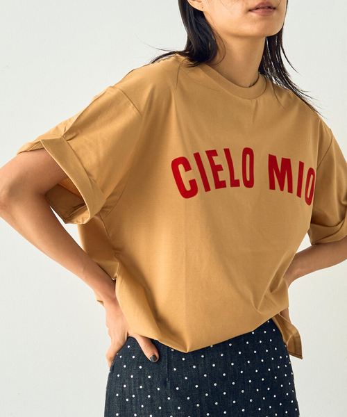 DESIGNWORKS（デザインワークス）の「フロッキープリントTシャツ（Tシャツ/カットソー・レディース・ホワイト/キャメル/チャコールグレー・38）」の3枚目の写真