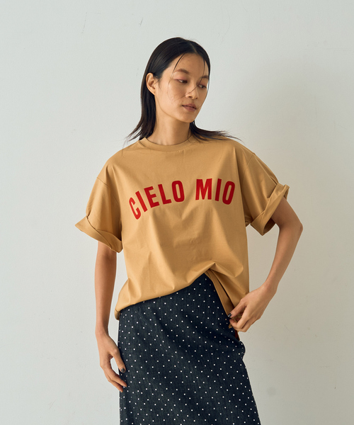 DESIGNWORKS（デザインワークス）の「フロッキープリントTシャツ（Tシャツ/カットソー・レディース・ホワイト/キャメル/チャコールグレー・38）」の8枚目の写真