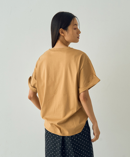 DESIGNWORKS（デザインワークス）の「フロッキープリントTシャツ（Tシャツ/カットソー・レディース・ホワイト/キャメル/チャコールグレー・38）」の9枚目の写真