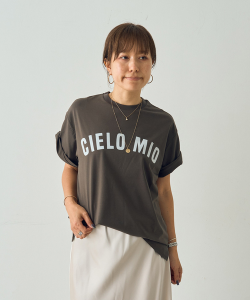 DESIGNWORKS（デザインワークス）の「フロッキープリントTシャツ（Tシャツ/カットソー・レディース・ホワイト/キャメル/チャコールグレー・38）」の11枚目の写真