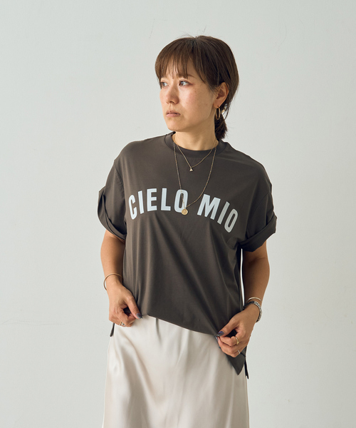 DESIGNWORKS（デザインワークス）の「フロッキープリントTシャツ（Tシャツ/カットソー・レディース・ホワイト/キャメル/チャコールグレー・38）」の12枚目の写真