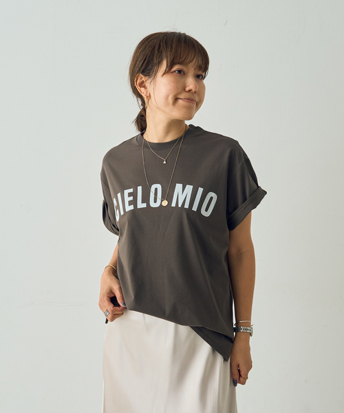 DESIGNWORKS（デザインワークス）の「フロッキープリントTシャツ（Tシャツ/カットソー・レディース・ホワイト/キャメル/チャコールグレー・38）」の13枚目の写真