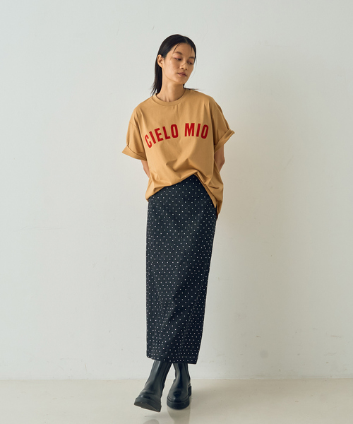 DESIGNWORKS（デザインワークス）の「フロッキープリントTシャツ（Tシャツ/カットソー・レディース・ホワイト/キャメル/チャコールグレー・38）」の18枚目の写真