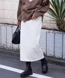 イージードライダンボールニットIラインスカートアイボリー