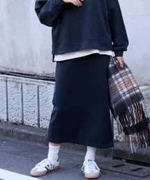 イージードライダンボールニットIラインスカートダークグレー