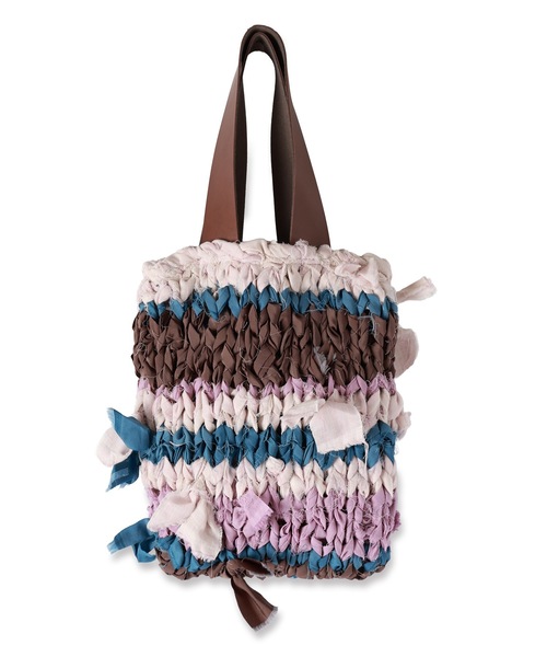 amok（アモク）の「RAG KNITTING BAG（ショルダーバッグ・メンズ・ベージュ/ピンク・FREE）」の2枚目の写真