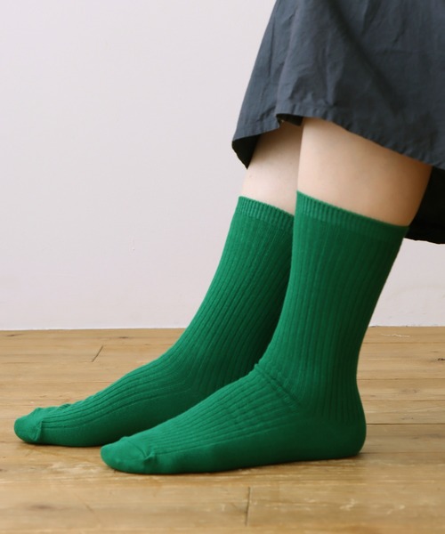 TAWARA（タワラ）の「コットンリブ　ベーシッククルーソックス（ソックス/靴下・レディース・ブラウン/グリーン/レッド/マスタード/ロイヤルブルー/アイボリー・S）」の3枚目の写真