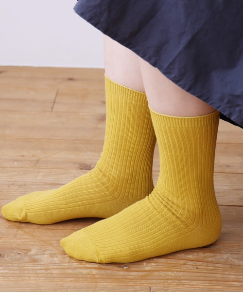 TAWARA（タワラ）の「コットンリブ　ベーシッククルーソックス（ソックス/靴下・レディース・ブラウン/グリーン/レッド/マスタード/ロイヤルブルー/アイボリー・S）」の5枚目の写真
