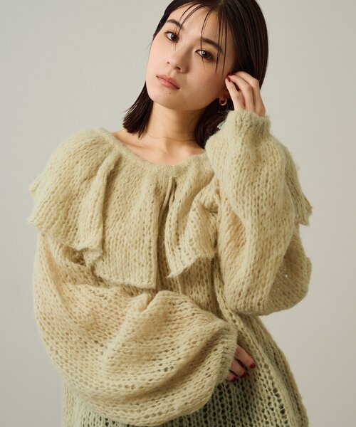 Omekashi(オメカシ)の「フリルカラーニット(ニット/セーター・レディース・ライム/ライトグレー/ブラック・FREE)」の22枚目の写真