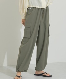 ナイロン リップストップ裾ドロストカーゴワークパンツ