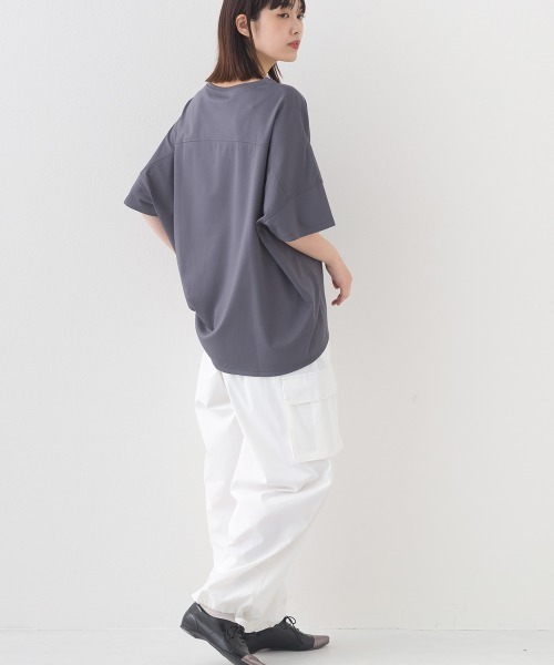 OMNES(オムネス)の「ナイロン リップストップ裾ドロストカーゴワークパンツ(カーゴパンツ・レディース・ホワイト/ベージュ/ブラック/カーキ・FREE)」の9枚目の写真