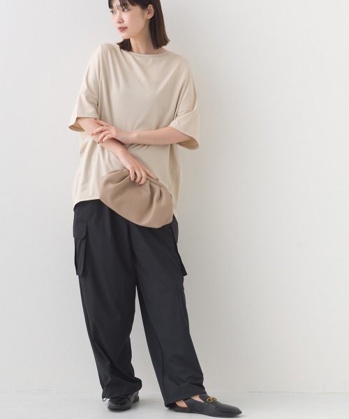 OMNES(オムネス)の「ナイロン リップストップ裾ドロストカーゴワークパンツ(カーゴパンツ・レディース・ホワイト/ベージュ/ブラック/カーキ・FREE)」の14枚目の写真