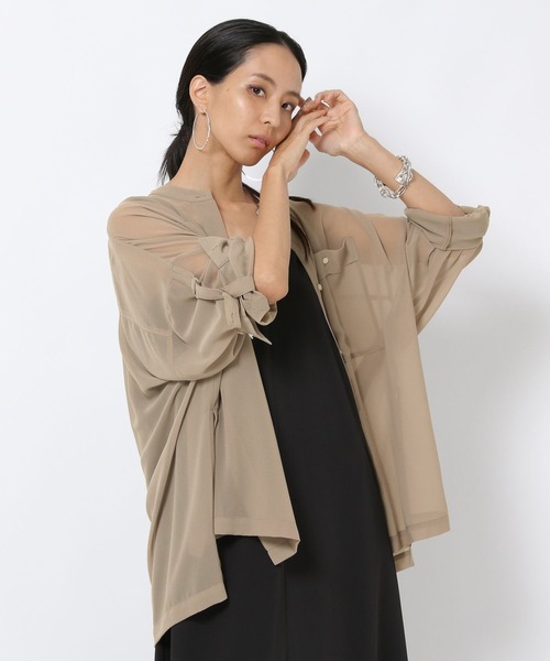 HEREIAM（ヘレイアム）の「【HEREIAM】季節横断アイテム/シアードレープシャツ（シャツ/ブラウス・レディース・ブラウン/ライトカーキ/ブラック・FREE）」の3枚目の写真