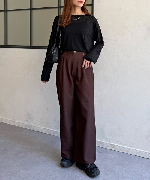 CPCM（シーピーシーエム）の「ハイウエストストレートスラックス（スラックス・レディース・チャコールグレー/ブラック/ブラウン・PS/SMALL/MEDIUM）」の10枚目の写真