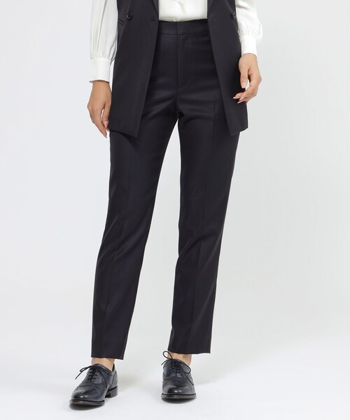 美品【ウォッシャブル/防シワ性】ウーステッドクリアツイル パンツスーツ ネイビー セール】【Nikkei magazine掲載】【ウォッシャブル/防シワ性