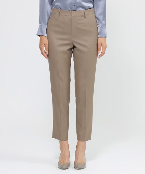 美品【ウォッシャブル/防シワ性】ウーステッドクリアツイル パンツスーツ　ベージュ セール】【Nikkei magazine掲載】【ウォッシャブル/防シワ性