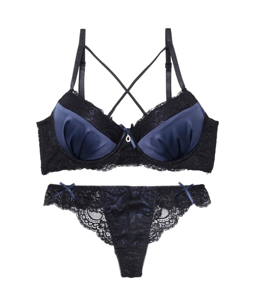 セール】[選べるショーツ]ディープ サテン リボン コード ブラジャー