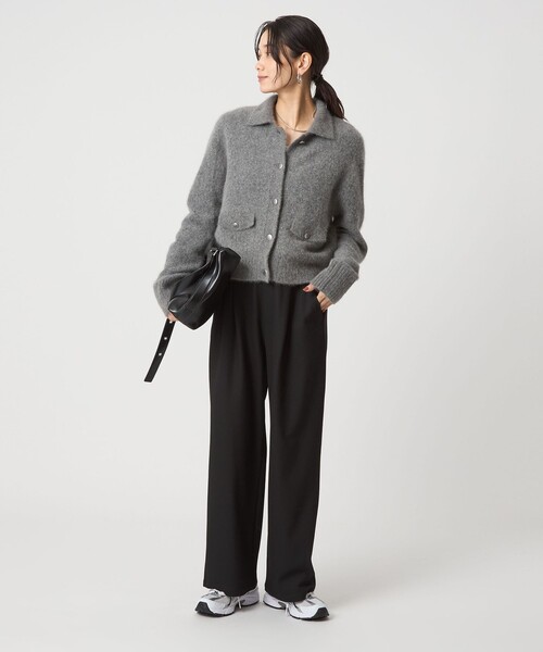 green label relaxing（グリーンレーベルリラクシング）の「ヘアリー ニット ポロカーデイガン（カーディガン/ボレロ・レディース・グレー/ブラック/ベージュ・FREE）」の5枚目の写真