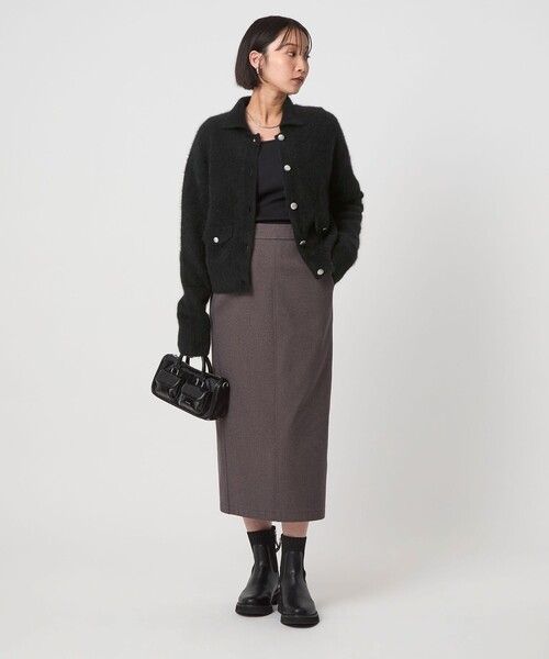 green label relaxing（グリーンレーベルリラクシング）の「ヘアリー ニット ポロカーデイガン（カーディガン/ボレロ・レディース・グレー/ブラック/ベージュ・FREE）」の11枚目の写真