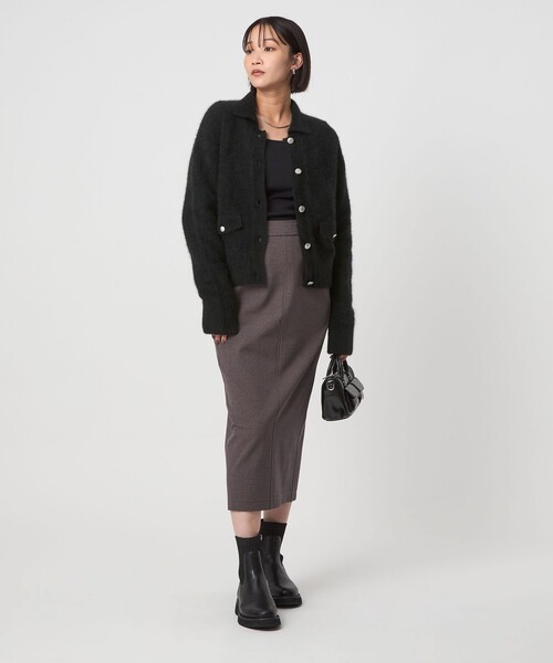 green label relaxing（グリーンレーベルリラクシング）の「ヘアリー ニット ポロカーデイガン（カーディガン/ボレロ・レディース・グレー/ブラック/ベージュ・FREE）」の12枚目の写真