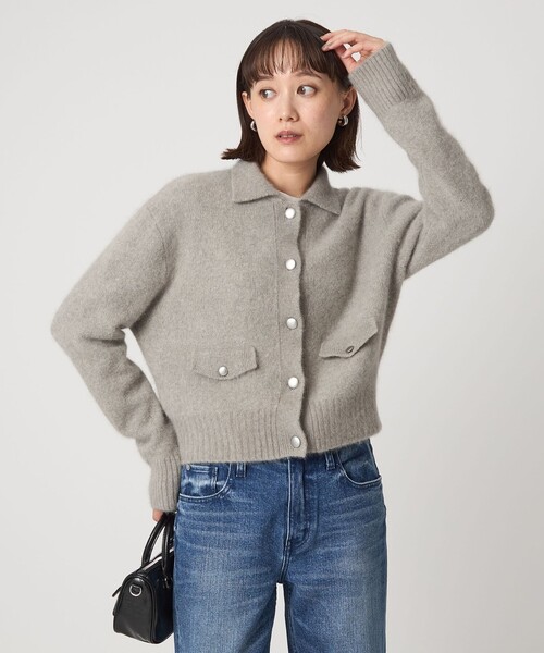 green label relaxing（グリーンレーベルリラクシング）の「ヘアリー ニット ポロカーデイガン（カーディガン/ボレロ・レディース・グレー/ブラック/ベージュ・FREE）」の17枚目の写真