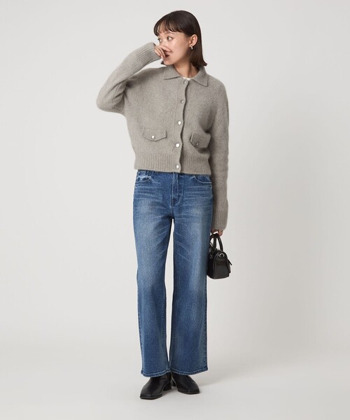 green label relaxing（グリーンレーベルリラクシング）の「ヘアリー ニット ポロカーデイガン（カーディガン/ボレロ・レディース・グレー/ブラック/ベージュ・FREE）」の19枚目の写真