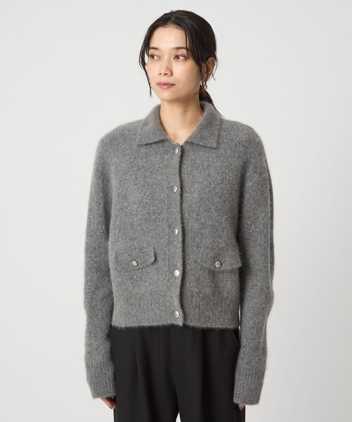 green label relaxing（グリーンレーベルリラクシング）の「ヘアリー ニット ポロカーデイガン（カーディガン/ボレロ・レディース・グレー/ブラック/ベージュ・FREE）」の20枚目の写真