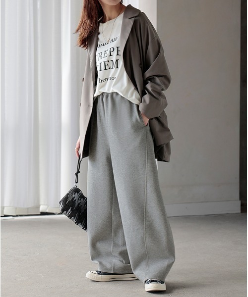 バレルレッグスウェットワイドパンツ（スウェットパンツ）｜HUG