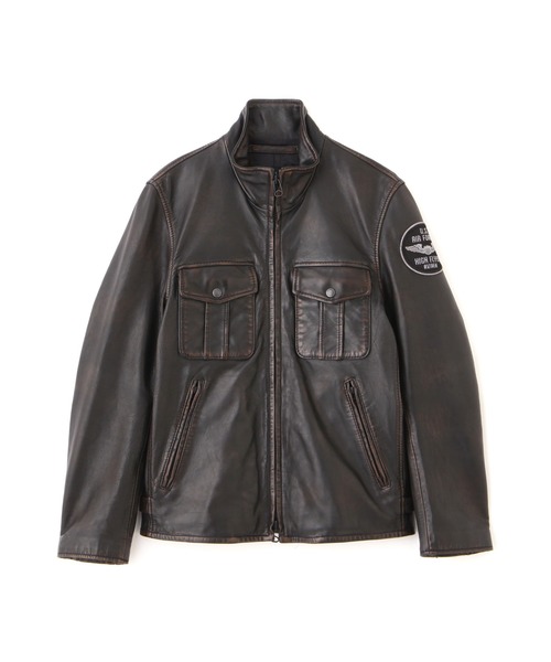 AVIREX(アヴィレックス)の「SHEEP SKIN STAND RIDERS JACKET / シープスキン スタンド ライダースジャケット / AVIREX / アヴィレックス(ライダースジャケット・メンズ・ワインレッド/ブラック・MEDIUM/LARGE/X-LARGE/XX-LARGE)」の3枚目の写真