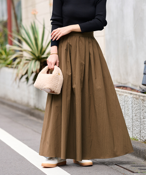 JOURNAL STANDARD relume(ジャーナルスタンダード レリューム)の「《WEB限定追加》ギャザーフレアスカート(スカート・レディース・ブラウン系その他/ブラック/アイボリー・38/36)」の3枚目の写真