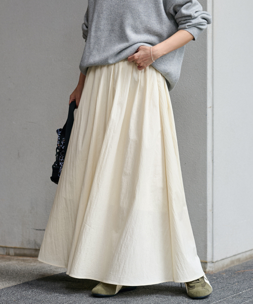 JOURNAL STANDARD relume(ジャーナルスタンダード レリューム)の「《WEB限定追加》ギャザーフレアスカート(スカート・レディース・ブラウン系その他/ブラック/アイボリー・38/36)」の1枚目の写真