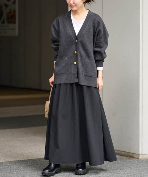 JOURNAL STANDARD relume(ジャーナルスタンダード レリューム)の「《WEB限定追加》ギャザーフレアスカート(スカート・レディース・ブラウン系その他/ブラック/アイボリー・38/36)」の4枚目の写真