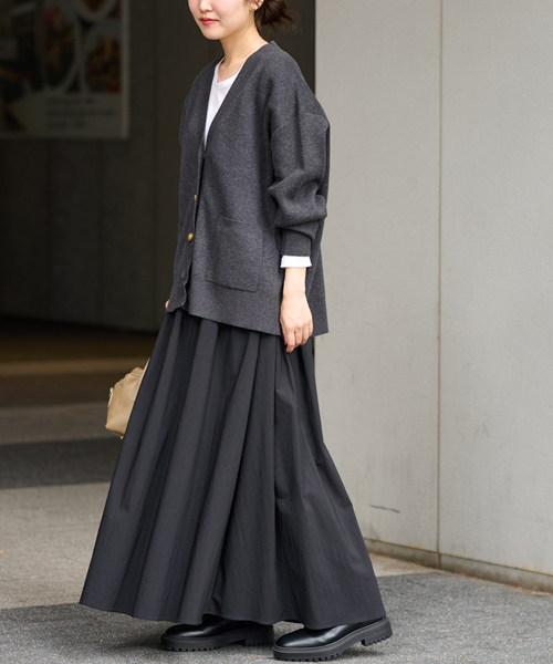 JOURNAL STANDARD relume(ジャーナルスタンダード レリューム)の「《WEB限定追加》ギャザーフレアスカート(スカート・レディース・ブラウン系その他/ブラック/アイボリー・38/36)」の5枚目の写真