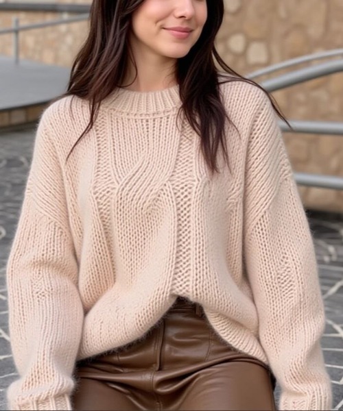cammie(キャミー)の「ケーブル編みルーズニット(ニット/セーター・レディース・ベージュ・F)」の10枚目の写真