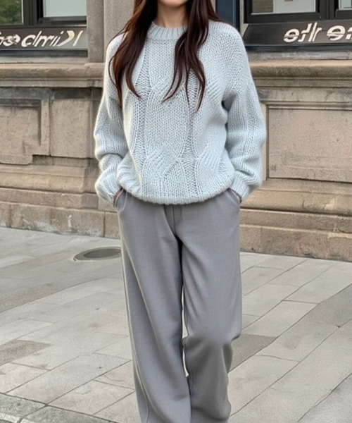cammie(キャミー)の「ケーブル編みルーズニット(ニット/セーター・レディース・ベージュ・F)」の4枚目の写真