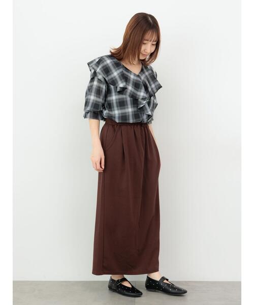 Te chichi TERRASSE(テチチテラス)の「オンブレーチェックフリルブラウス《2025autumn catalog item》(シャツ/ブラウス・レディース・オフホワイト/ブラック/ブラウン・F)」の7枚目の写真