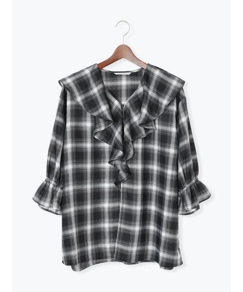 Te chichi TERRASSE(テチチテラス)の「オンブレーチェックフリルブラウス《2025autumn catalog item》(シャツ/ブラウス・レディース・オフホワイト/ブラック/ブラウン・F)」の9枚目の写真